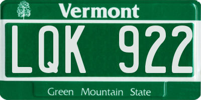 VT license plate LQK922