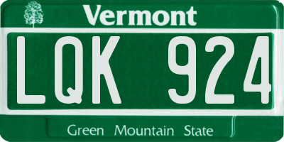 VT license plate LQK924