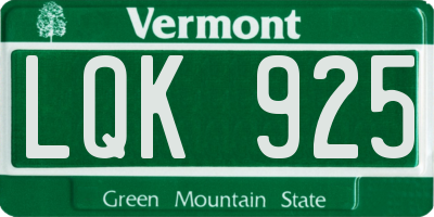 VT license plate LQK925