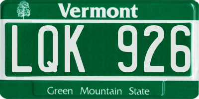 VT license plate LQK926