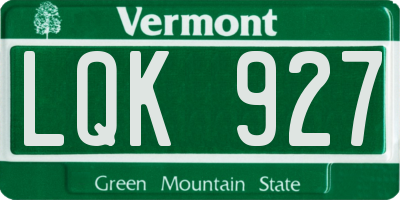 VT license plate LQK927