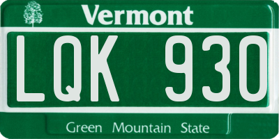 VT license plate LQK930