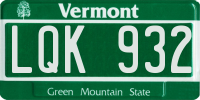 VT license plate LQK932