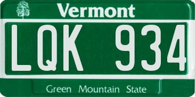VT license plate LQK934