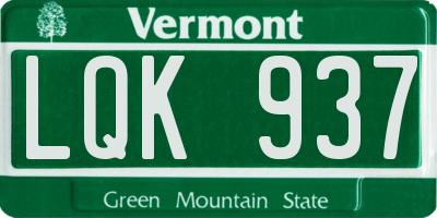 VT license plate LQK937