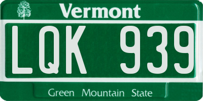 VT license plate LQK939
