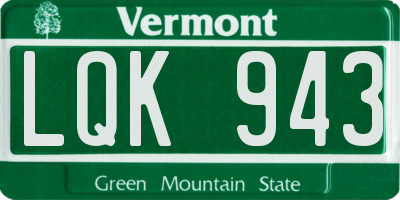 VT license plate LQK943