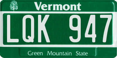 VT license plate LQK947