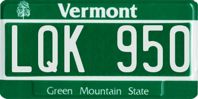 VT license plate LQK950