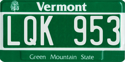 VT license plate LQK953