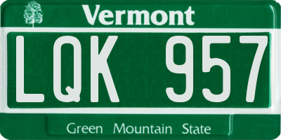 VT license plate LQK957