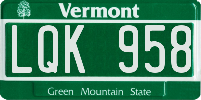 VT license plate LQK958