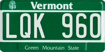 VT license plate LQK960