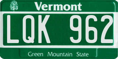 VT license plate LQK962
