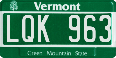 VT license plate LQK963