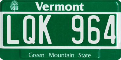 VT license plate LQK964