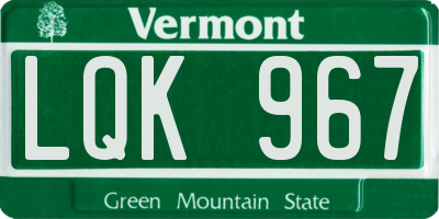 VT license plate LQK967