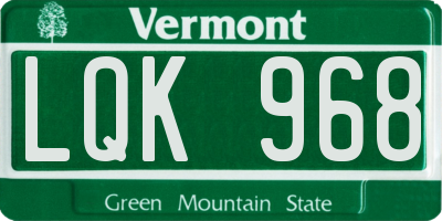 VT license plate LQK968