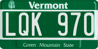 VT license plate LQK970