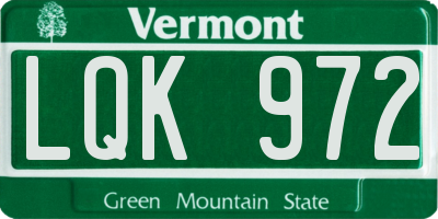 VT license plate LQK972