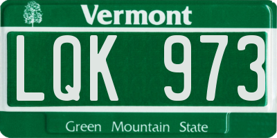 VT license plate LQK973