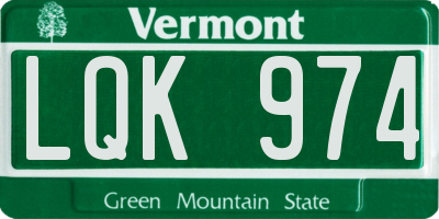 VT license plate LQK974