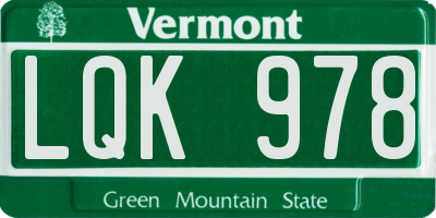 VT license plate LQK978