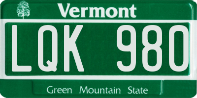 VT license plate LQK980