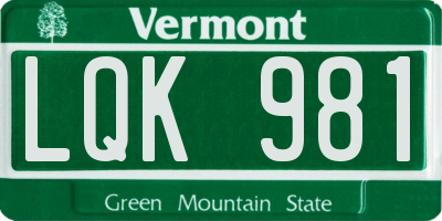 VT license plate LQK981