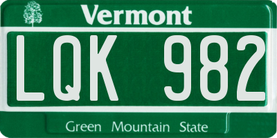 VT license plate LQK982