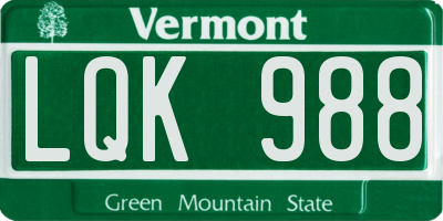 VT license plate LQK988