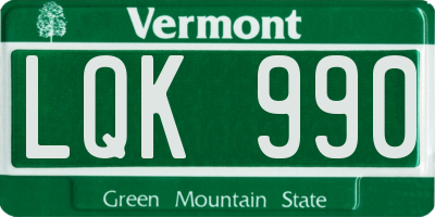 VT license plate LQK990