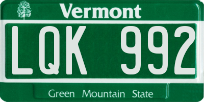 VT license plate LQK992