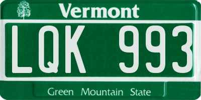 VT license plate LQK993