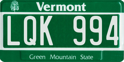 VT license plate LQK994