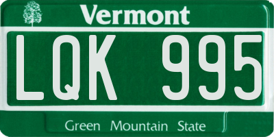 VT license plate LQK995
