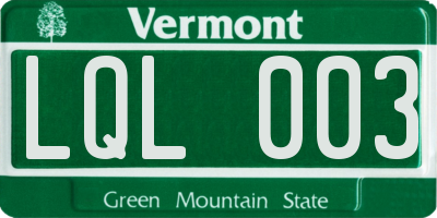 VT license plate LQL003