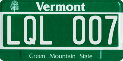 VT license plate LQL007