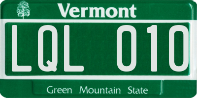 VT license plate LQL010