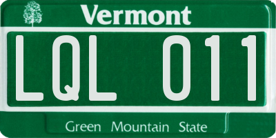 VT license plate LQL011