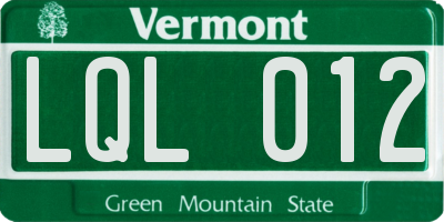 VT license plate LQL012