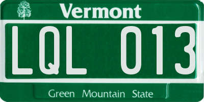 VT license plate LQL013