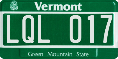 VT license plate LQL017