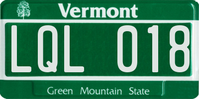 VT license plate LQL018