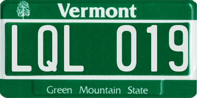VT license plate LQL019