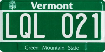 VT license plate LQL021