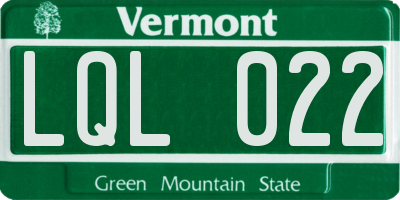 VT license plate LQL022