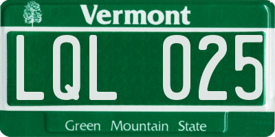 VT license plate LQL025