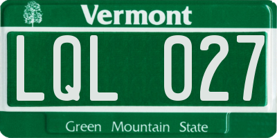 VT license plate LQL027