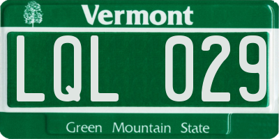 VT license plate LQL029